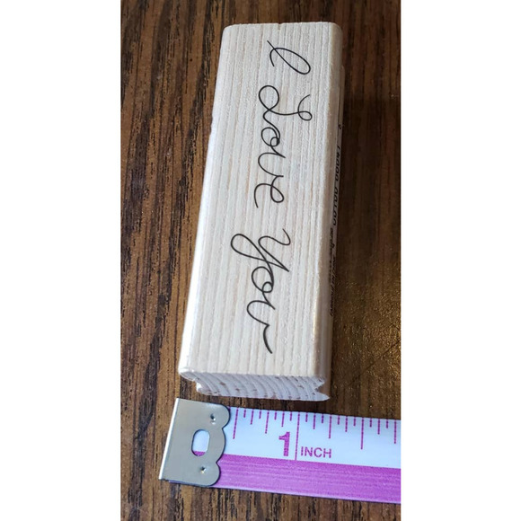 I Love You Card Making Words Cursive Craftsmart Wood Mounted Rubber Stamp - Picture 3 of 7